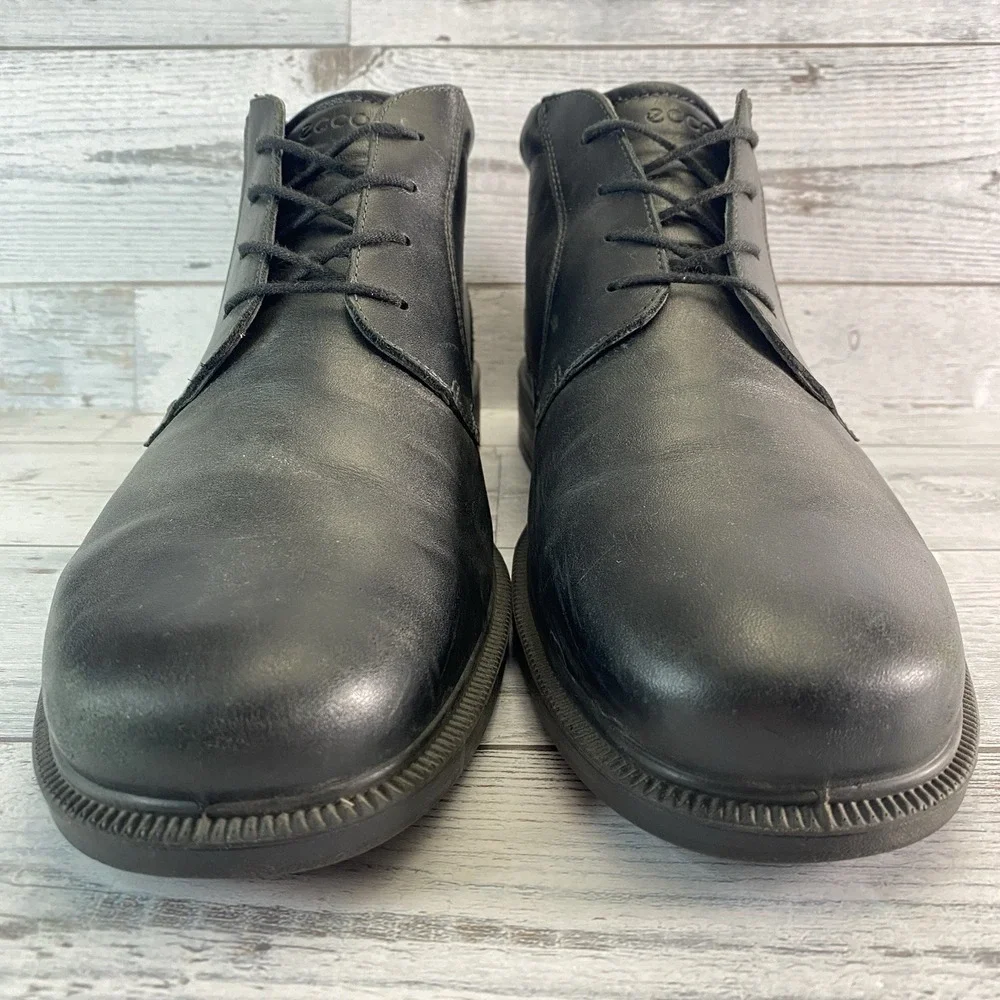 Ecco Chukka Boots Mens 12 Black Leather GTX Waterproof Classic Casual Shoes EU46